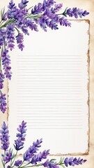 Illustration. A lavender blank paper frame with a place to apply text.