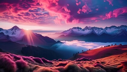 sunrise in the mountains ai generated