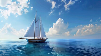 Fototapeta premium sailboat in ocean with clean sky in background, boat in sea, beautiful scene
