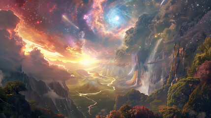 Obraz premium a breathtaking and fantastical landscape, where nature’s magic is on full display