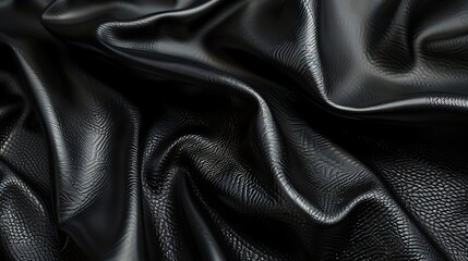 Fototapeta premium Luxurious Black Leather Texture with Rich Grain and Polished Finish - Double Exposure Fashion Backdrop