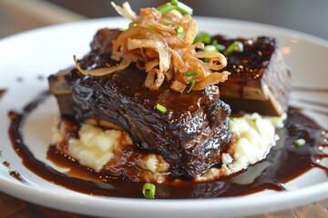 Beautiful gourmet dishes artfully plated. Perfect for culinary themes, showcasing fine dining, and gourmet cuisine.