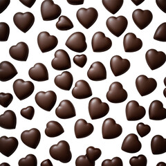 Fototapeta premium heart shaped chocolates isolated on white background, world chocolate day, valentine, cutout, clipping path