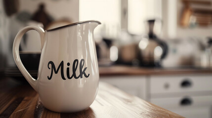 cup of milk on table