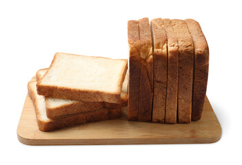 Pieces of fresh toast bread isolated on white