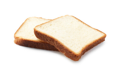 Pieces of fresh toast bread isolated on white