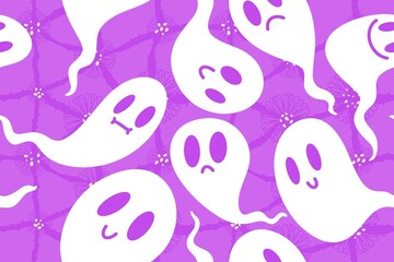 Halloween ghost seamless cartoon pattern for wrapping paper and fabrics