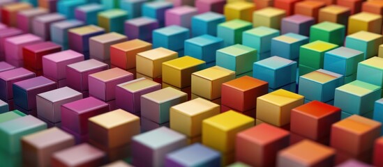 Obraz premium individuality of matching colored cubes each row with 3d render