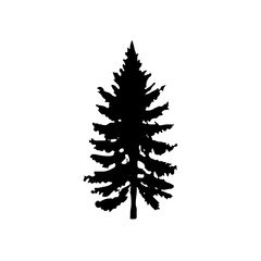 Pine Tree Silhouette Vector Clipart.	