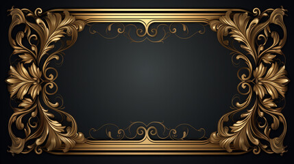 gold carved frame, on black background