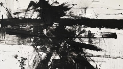 Black and white abstract brushstroke artwork for design