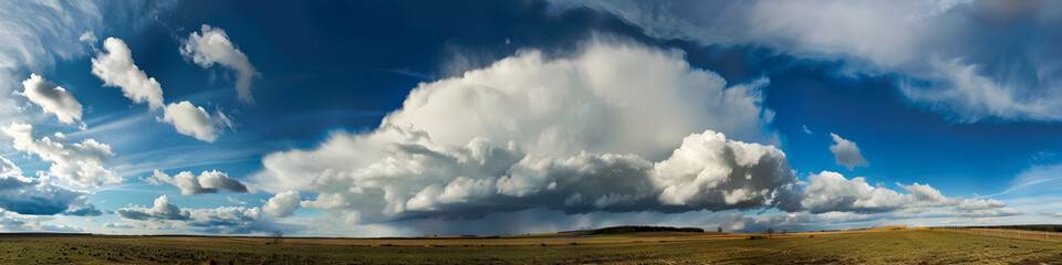 A breathtaking landscape with extraordinary and fantastic sky and clouds above the ground, creating a surreal and majestic atmosphere. Perfect for nature and outdoor-related content.
