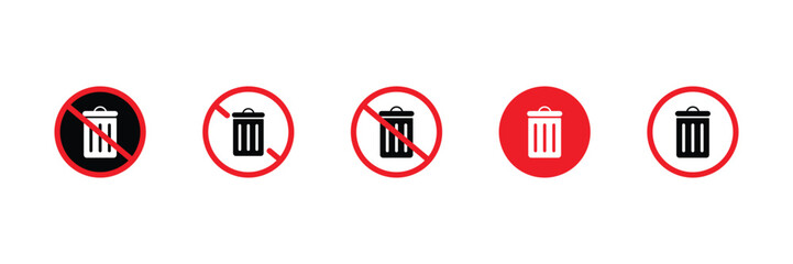 Set of no trash icon . Don`t throw trash icon collection. Vector Illustration.