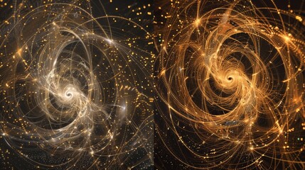 Two images of particle trajectories one moving forwards in time and the other moving backwards displaying the symmetry in the particles paths.