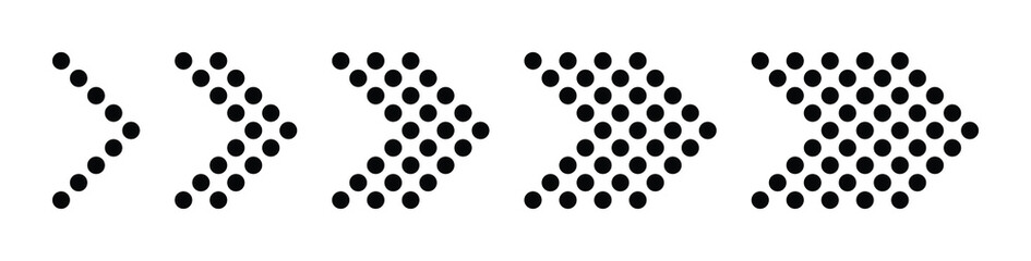 Set of black dots arrows icon. Vector illustration collection of arrows