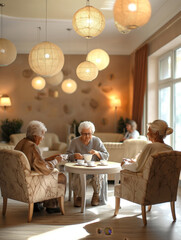 seniors at coffee table