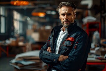 Obraz premium Construction Assistant coordinating with contractors and construction managers