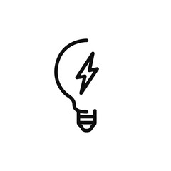 Light bulb with lightning vector. Edit idea linear icon. Electric light bulb ecology. Electricity energy vector. Lightning outline light bulb. Business vector. Vector illustration.