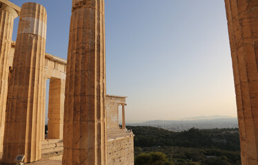 A view west from the Propylaea (gates) of the Acropolis of Athens.
