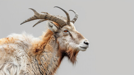 Markhor Goat With Long Horns Standing in Grass