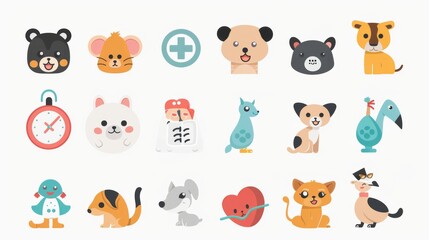 Obraz na płótnie Canvas Cute animal illustrations for children's healthcare or medical designs