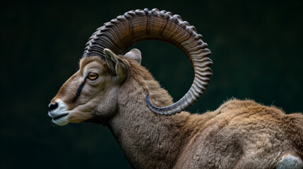 Ram With Large Horns in Field