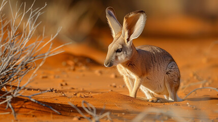 Small Kangaroo Standing on Top of Dirt Field