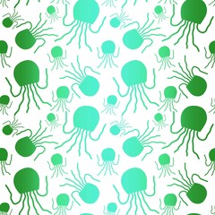 Cartoon sea animals seamless jellyfish pattern for summer print and fabrics