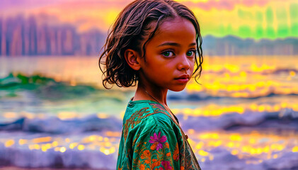 Portrait of a young beautiful girl. Generative AI