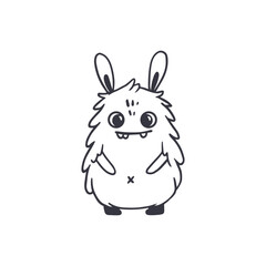 cute cartoon monster isolated on white background  for coloring pages, magazines. Sketch, doodle. Vector illustration
