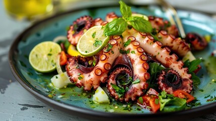 salad with octopus and lime. Generative Ai