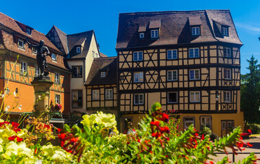 Beautiful view of colorful romantic city Colmar, France, Alsace