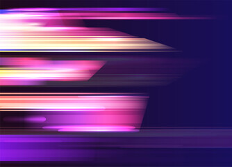 Fototapeta premium Dynamic speed light vector illustration in pink and purple.