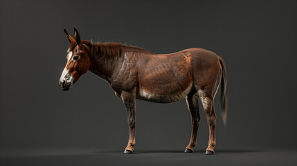 Obraz premium Brown Horse Standing on Black Floor