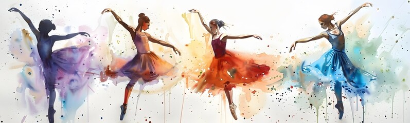 colorful ballet dancer watercolor illustration