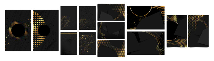 New Black and gold design dark background abstract shiny color golden luxury lines template premium