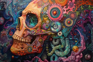 Fototapeta premium Psychedelic Skull Art