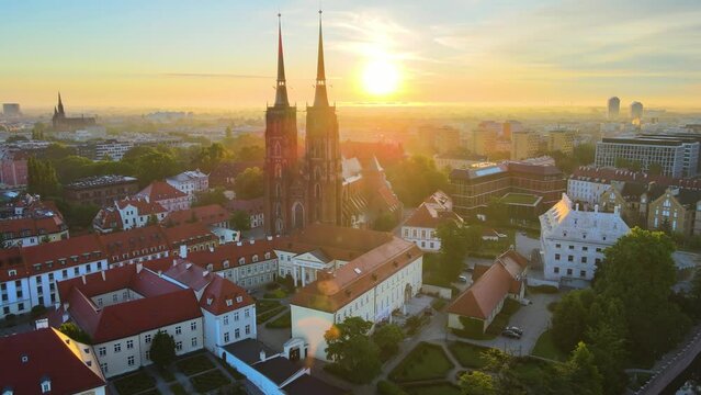 ancient beautiful city aerial photography architecture Europe Wroclaw Poland