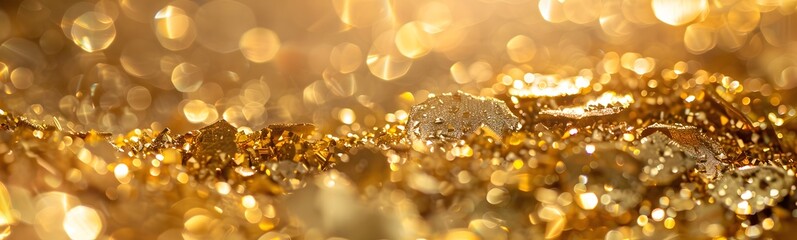 Abstract blur gold bokeh background.