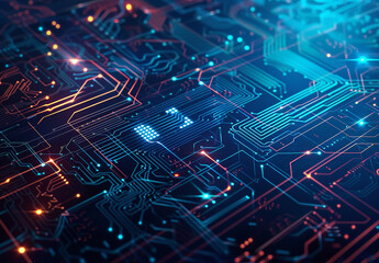 Fototapeta premium Photo of computer circuit board background