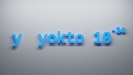 y yokto 10 -24 Metric Prefixes numbers - 3D render illustration - white background