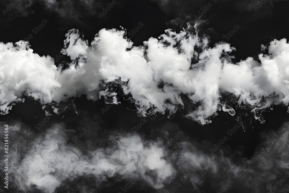 Poster white cloud on black background textured smoke brush effect AI