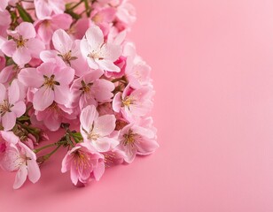 A cluster of pink blossoms rests beside each other atop a pink backdrop, surrounded by a pink wall