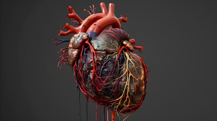 Intricate 3D of the Detailed Human Circulatory System with Labeled Arteries Veins and Heart