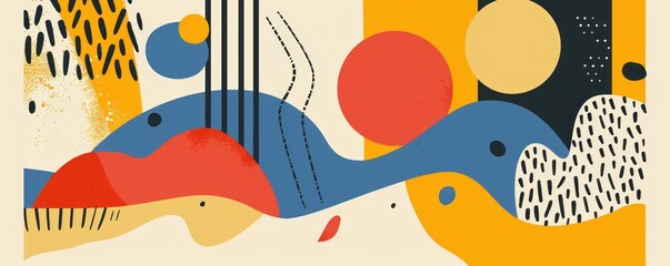 Naklejka premium A colorful abstract painting. The painting is made up of many different shapes and colors, and it seems to be a representation of the idea of individuality and self-expression