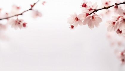 Naklejka premium sakura leaves, isolated white background, copy space for text 