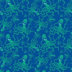 Summer animals seamless octopus pattern for wrapping paper and kids