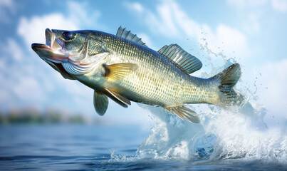 Obraz premium Master Angler's Dream: The Leaping Largemouth Bass Fish. 