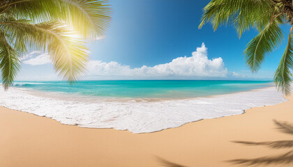 Beautiful realistic summer background with beach scenery.