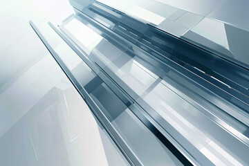 Angular glass formations with overlapping transparent layers, creating a futuristic architectural feel